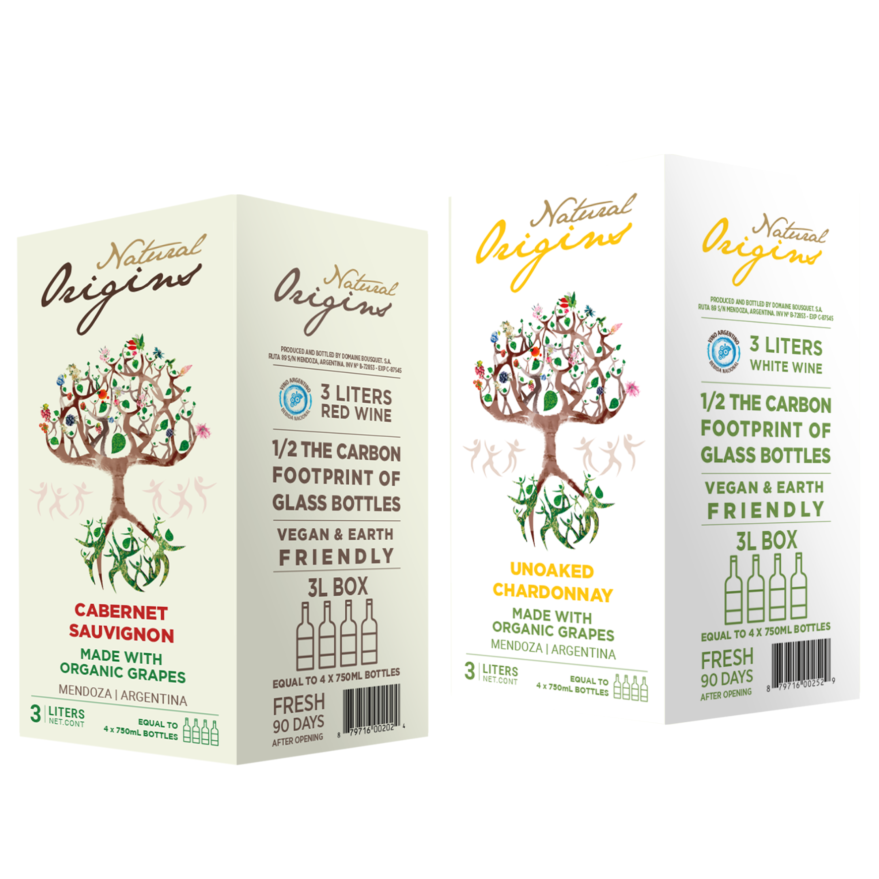 Caja x2 Bag-in-Box 3lts Natural Origins Chardonnay + Cabernet Sauvignon Orgánico