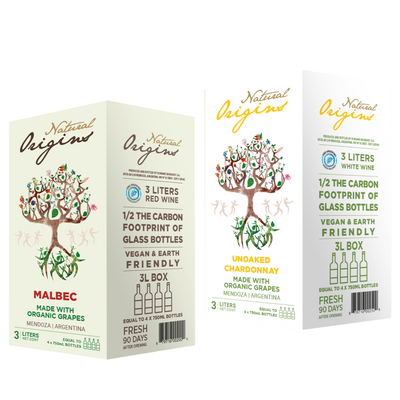 Caja x2 Bag-in-Box 3lts Natural Origins Malbec + Chardonnay Orgánico