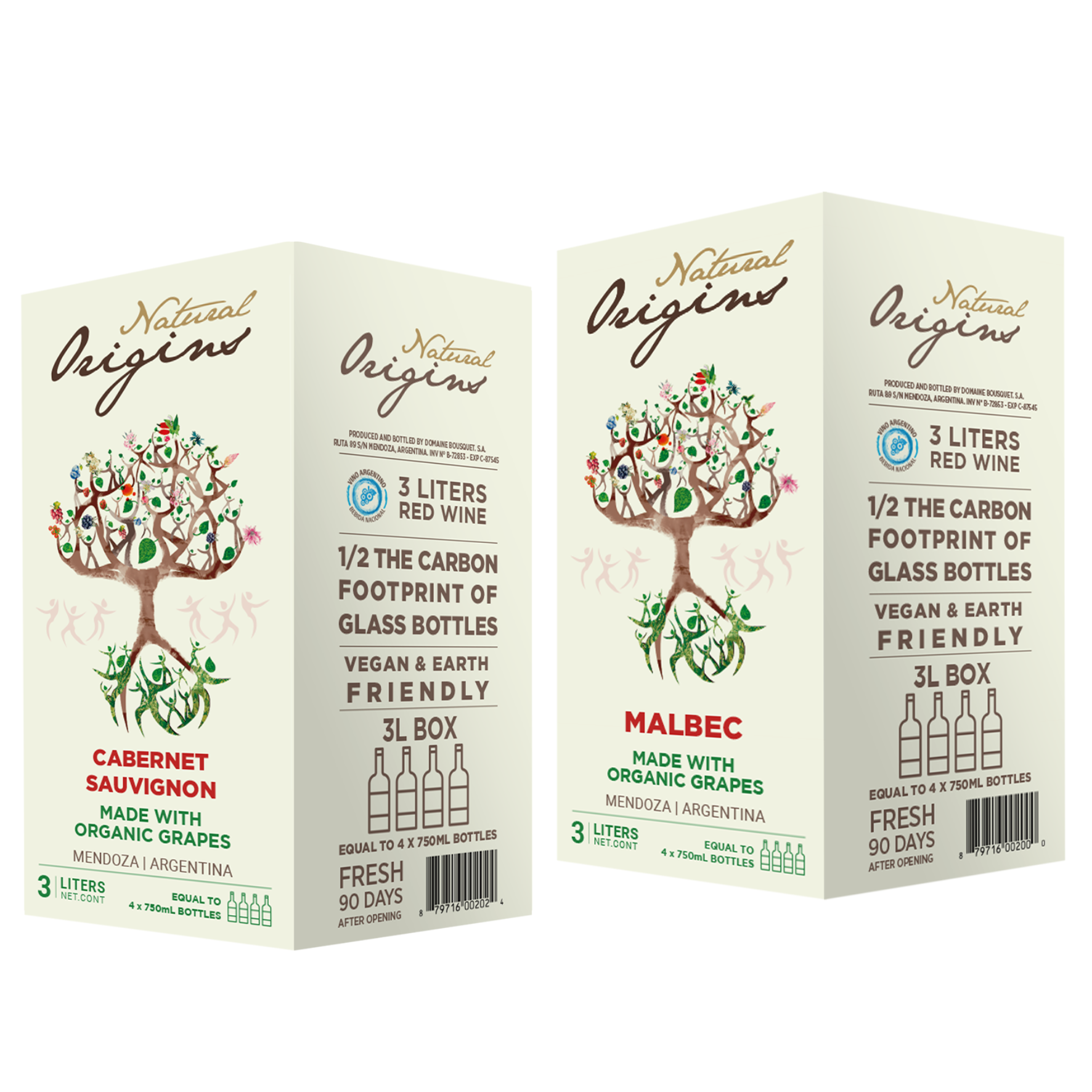 Caja x2 Bag-in-Box 3lts Natural Origins Malbec + Cabernet Sauvignon Orgánico