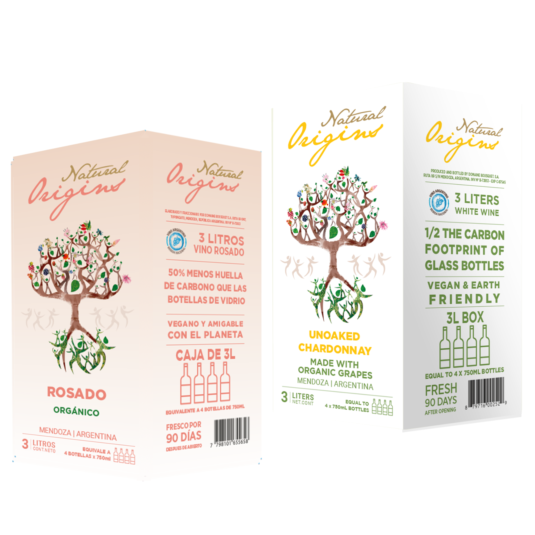 Caja x2 Bag-in-Box 3lts Natural Origins Rosé + Chardonnay Orgánico BSAS