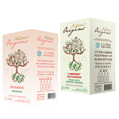 Caja x2 Bag-in-Box 3lts Natural Origins Cabernet Sauvignon + Rosé Orgánico
