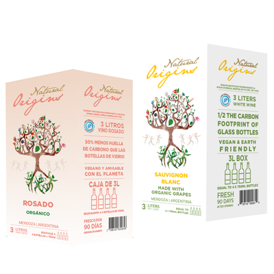 Caja x2 Bag-in-Box 3lts Natural Origins Rosé + Sauvignon Blanc Orgánico