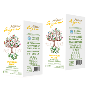 ¡NUEVO! Caja x2 Bag-in-Box 3lts Natural Origins Sauvignon Blanc Orgánico