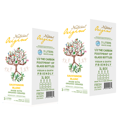 Caja x2 Bag-in-Box 3lts Natural Origins Sauvignon Blanc Orgánico