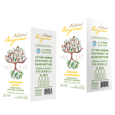 Caja x2 Bag-in-Box 3lts Natural Origins Chardonnay + Sauvignon Blanc Orgánico