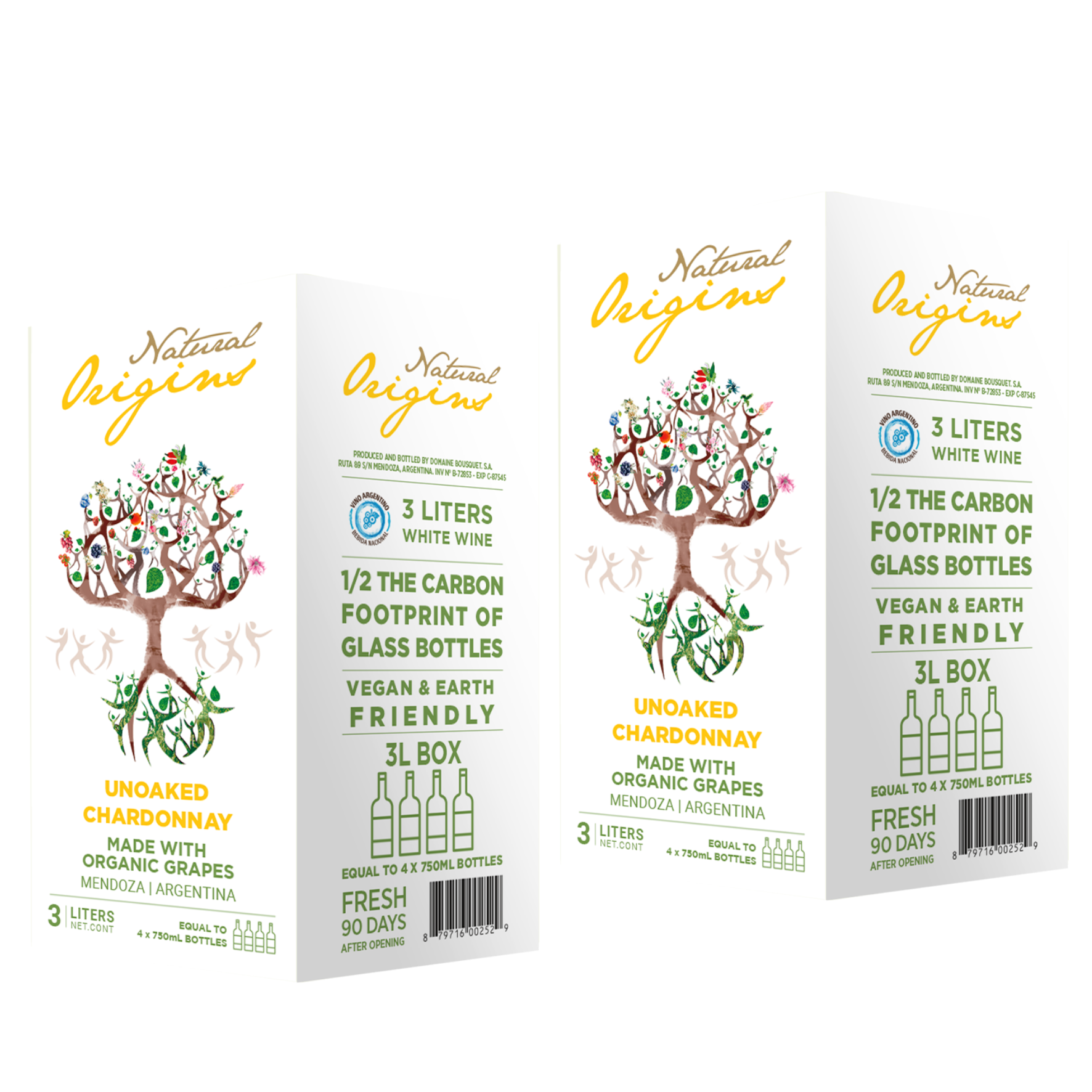 Caja x2 Bag-in-Box 3lts Natural Origins Chardonnay Orgánico BSAS