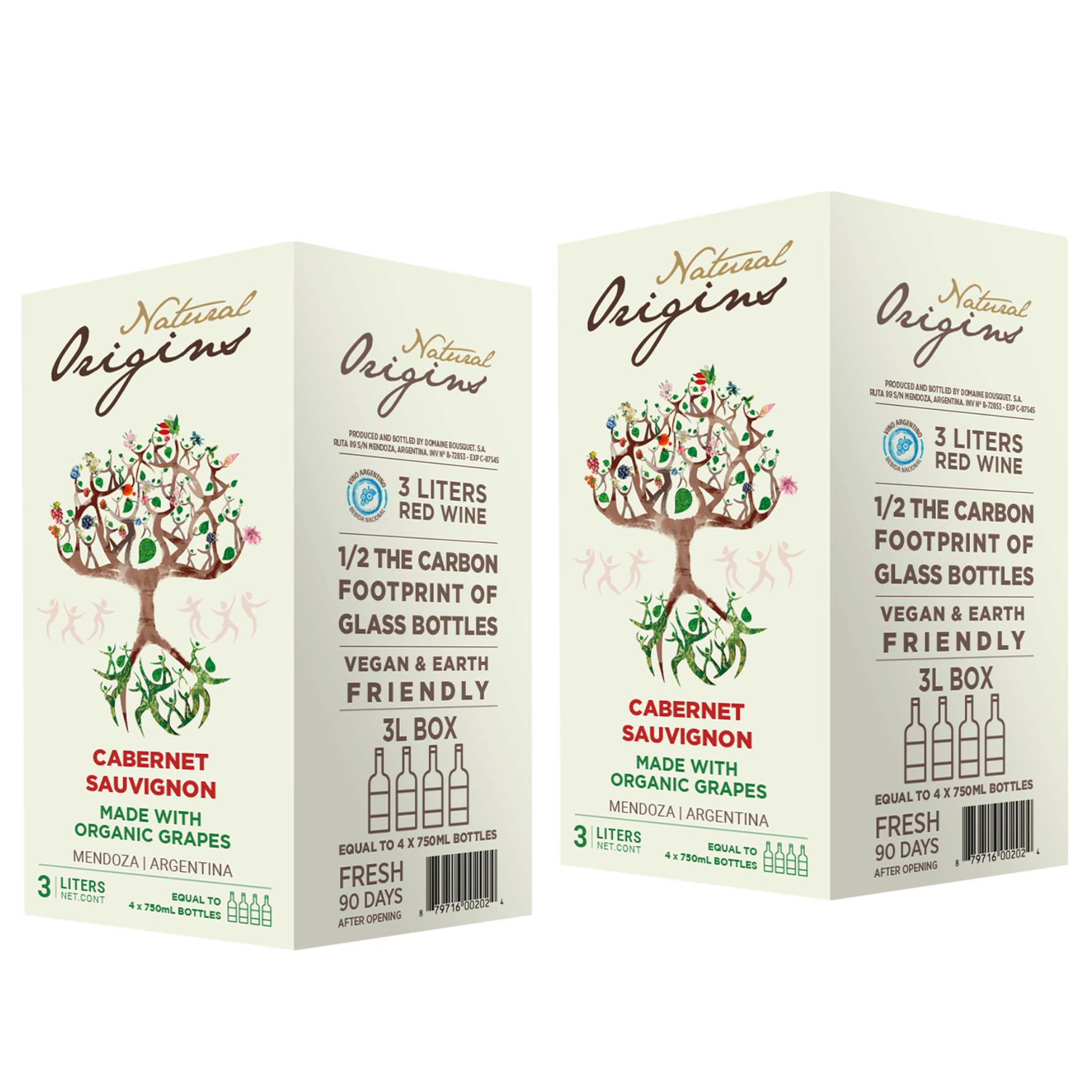Caja x2 Bag-in-Box 3lts Natural Origins Cabernet Sauvignon Orgánico