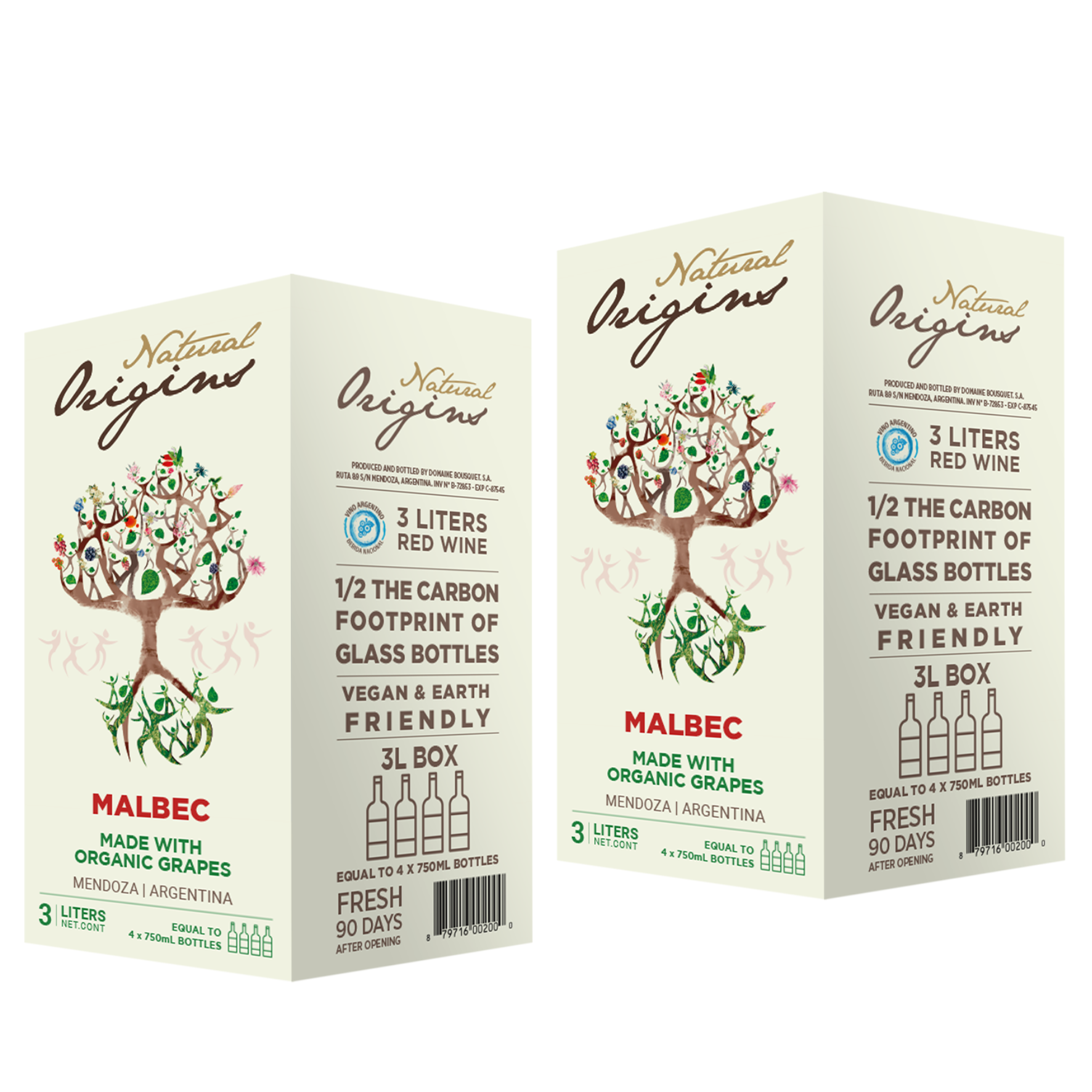 Caja x2 Bag-in-Box 3lts Natural Origins Malbec Orgánico