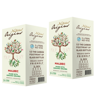Caja x2 Bag-in-Box 3lts Natural Origins Malbec Orgánico